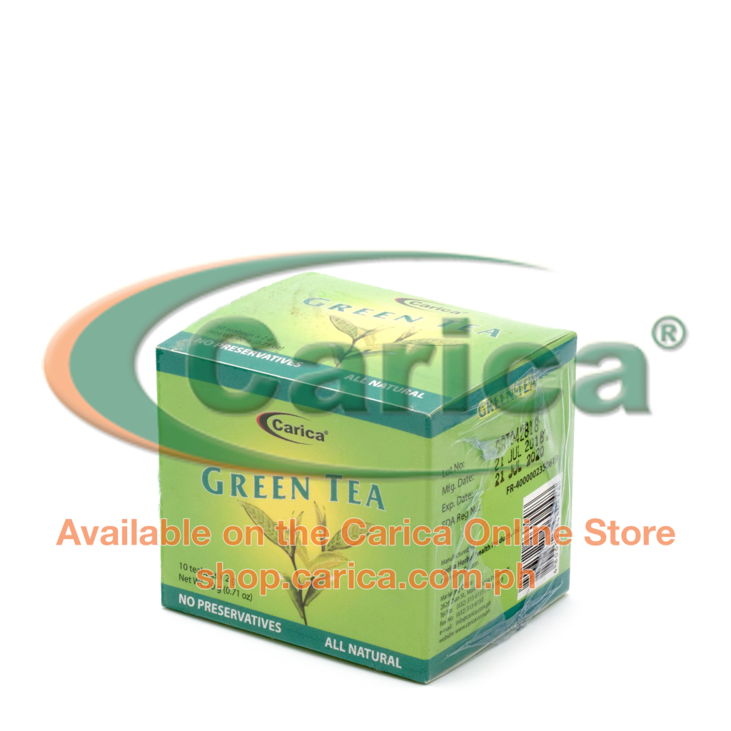 Green Tea (Camellia sinensis) – Box of 10 Tea bags – Carica Herbal